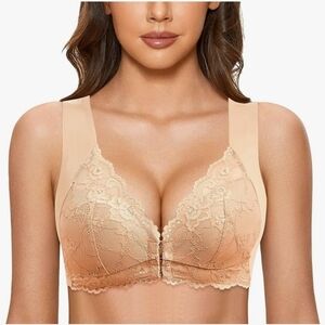 Elegant Wireless Front Closure Push Up, Full Coverage Lace Bras Bundle  2pc, XL